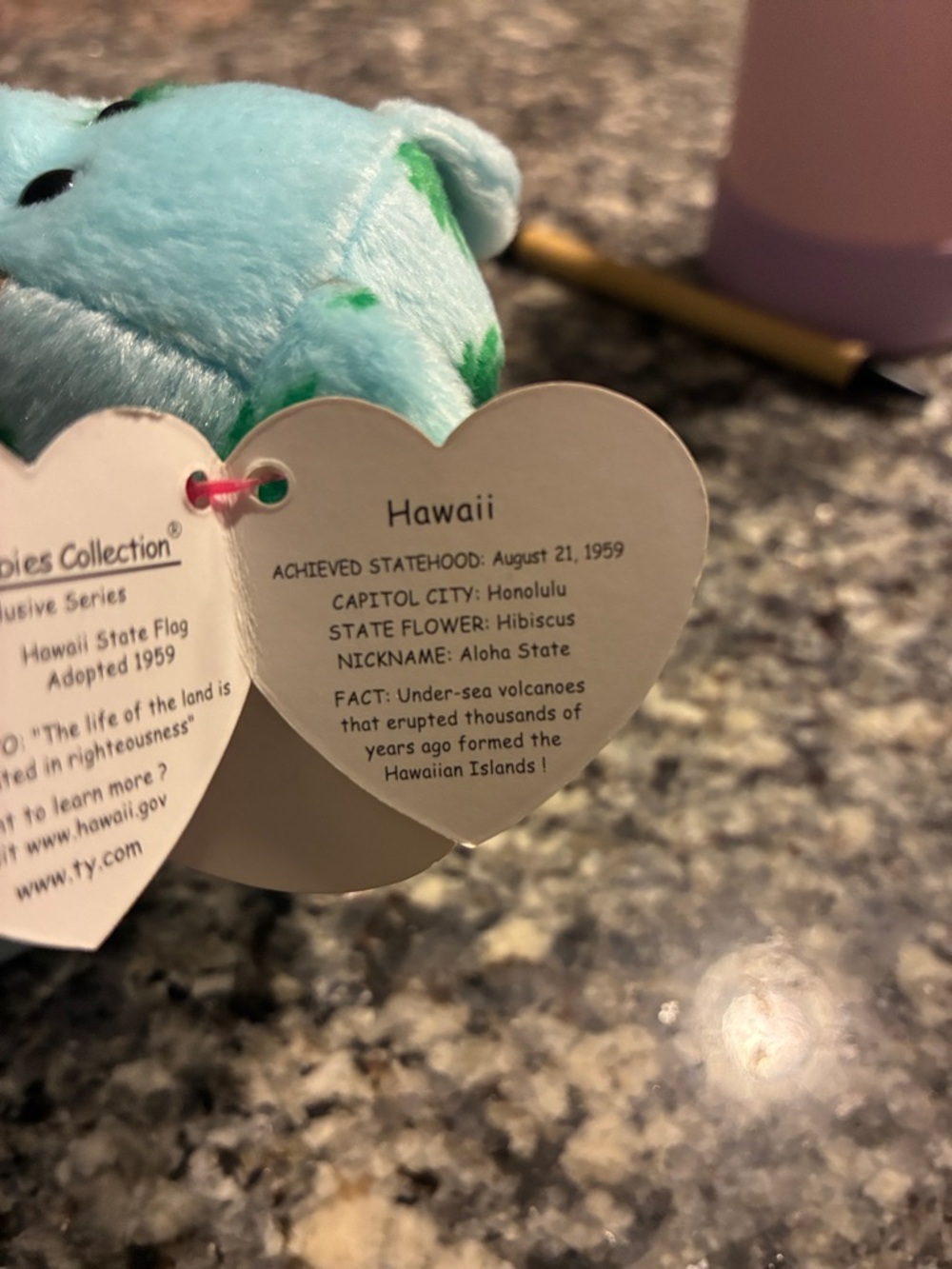 Ty beanie baby vintage, collectible I ♥ Hawaii' Plush Bear - Picture 3 of 6